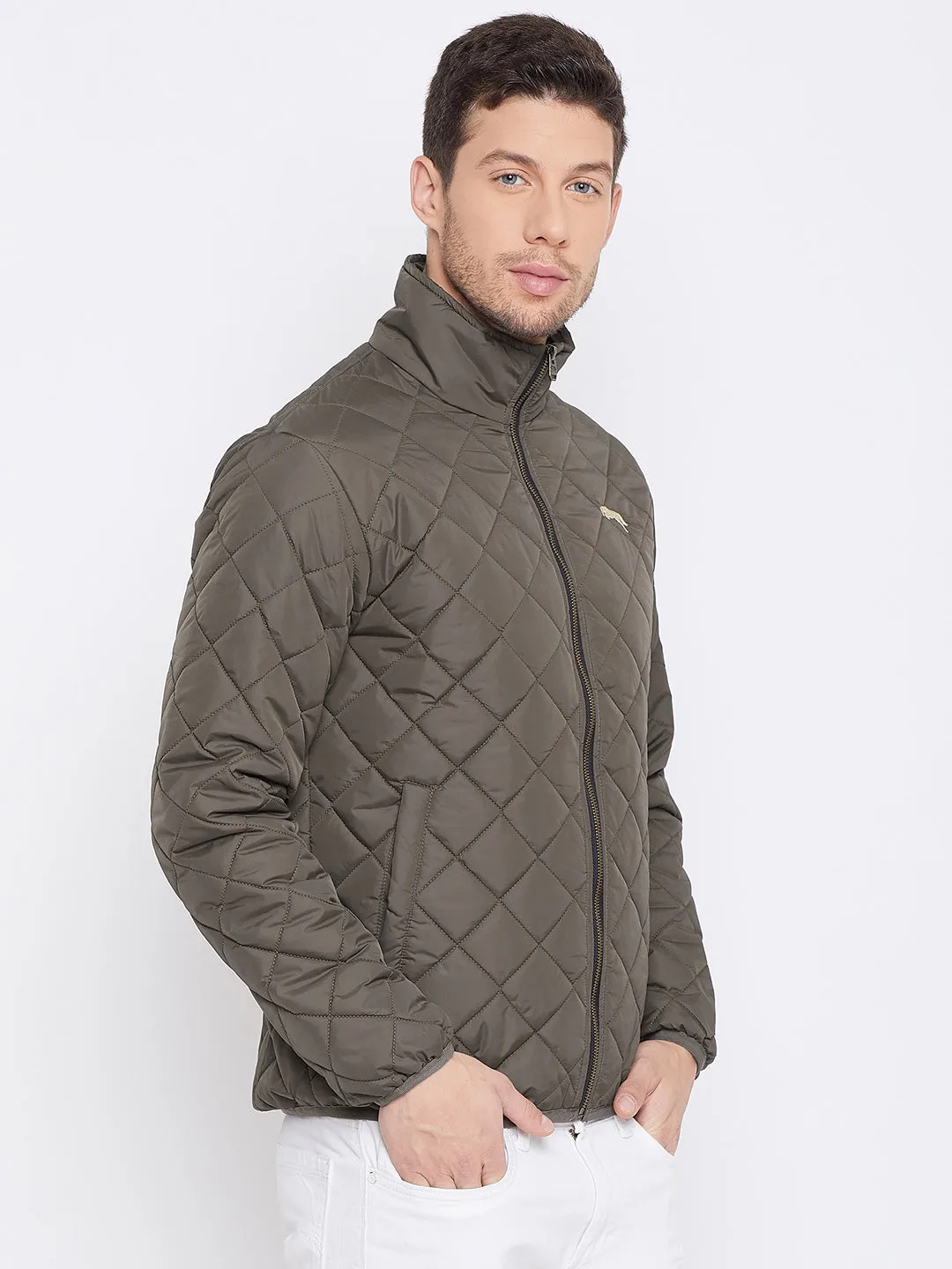 JUMP USA Men Olive Casual Quilted Jacket