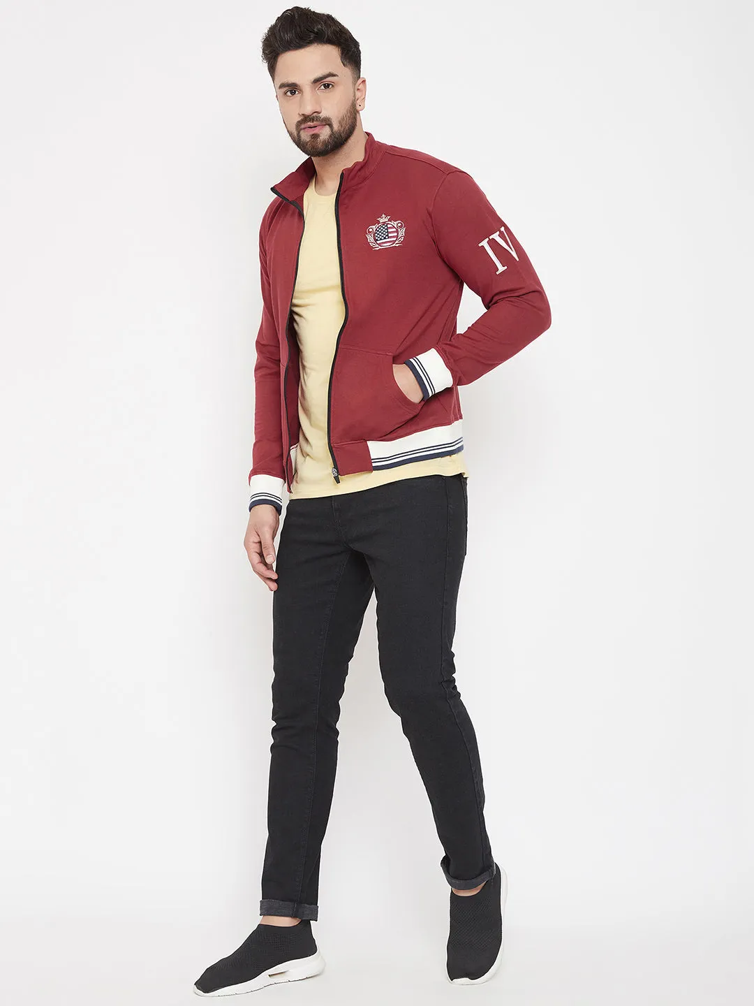 JUMP USA Men Red Solid Bomber Jacket