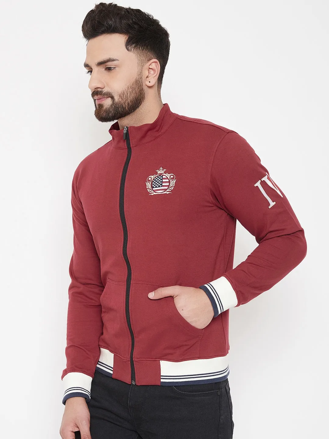 JUMP USA Men Red Solid Bomber Jacket