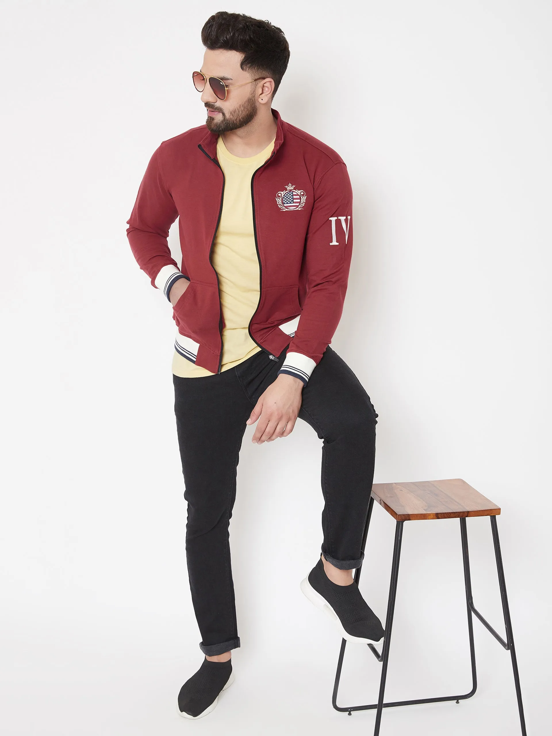 JUMP USA Men Red Solid Bomber Jacket