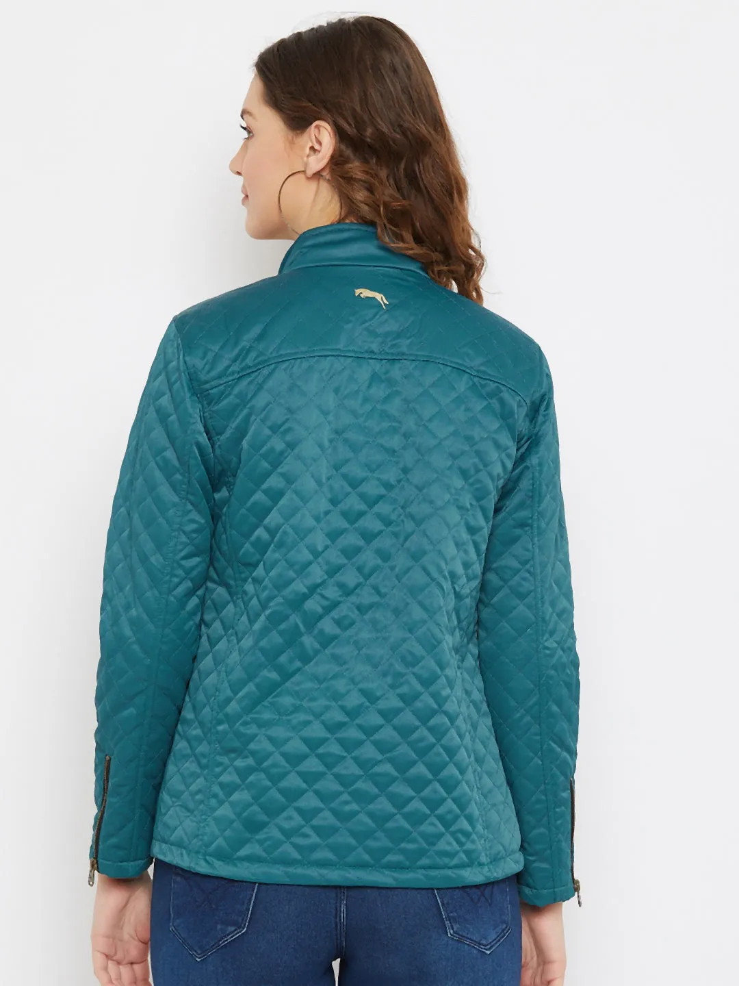 JUMP USA Women Blue Solid Lightweight Quilted Jacket