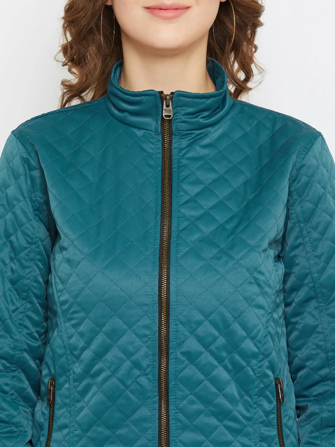 JUMP USA Women Blue Solid Lightweight Quilted Jacket