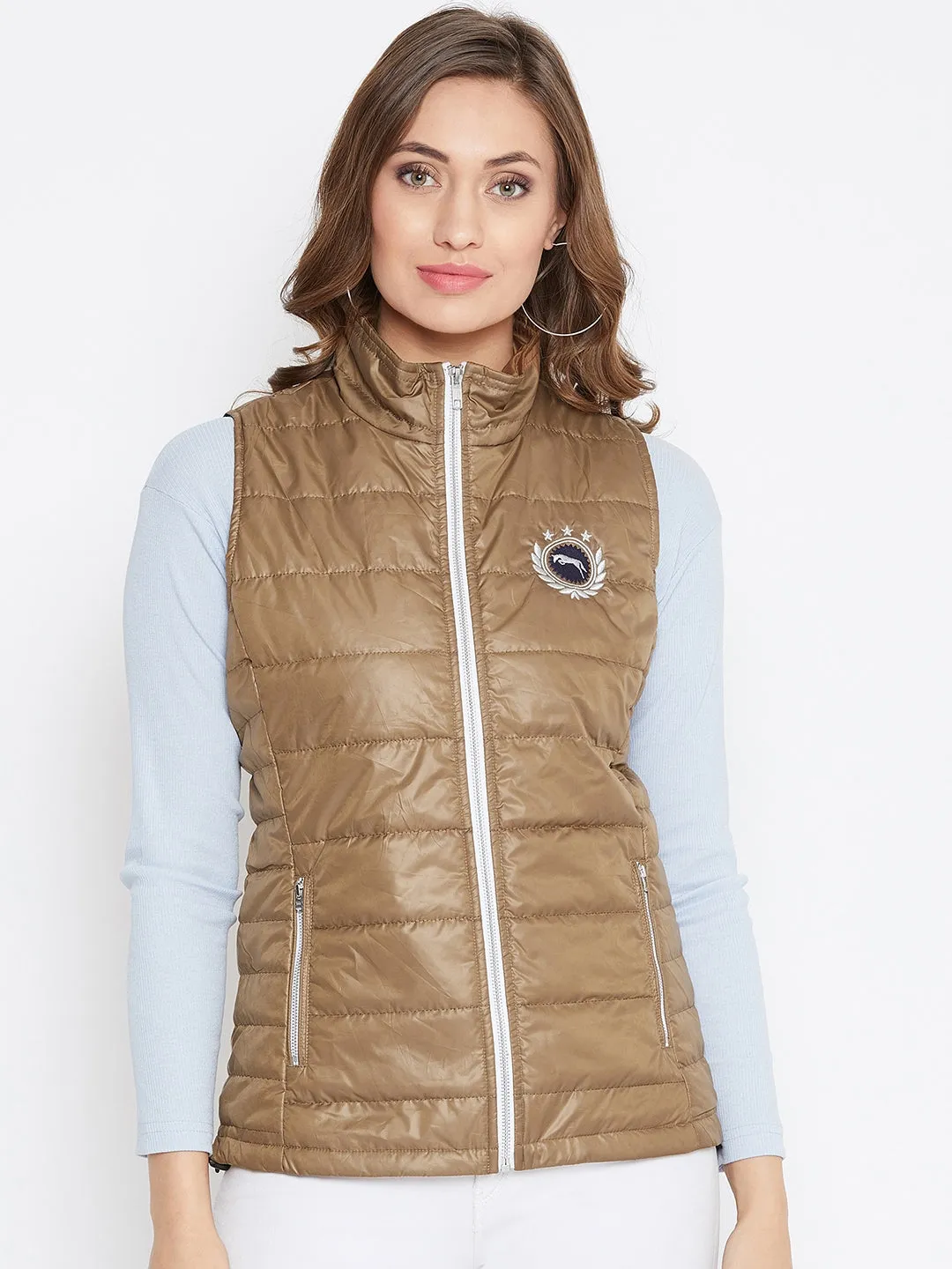 JUMP USA Women Brown Solid Padded Jacket