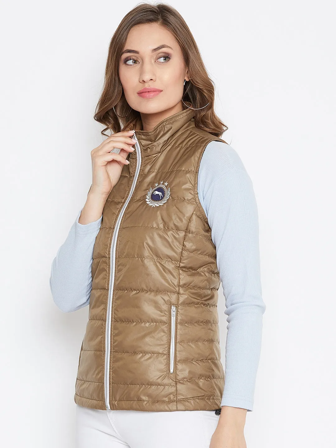 JUMP USA Women Brown Solid Padded Jacket