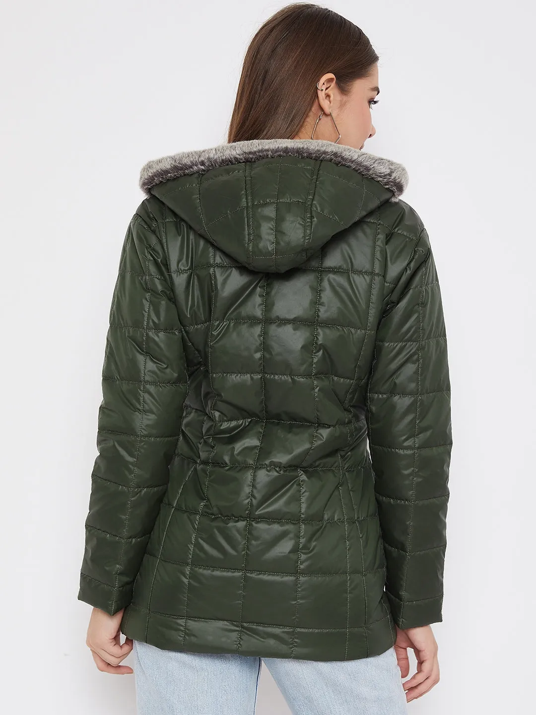 JUMP USA Women Green Solid Padded Jacket