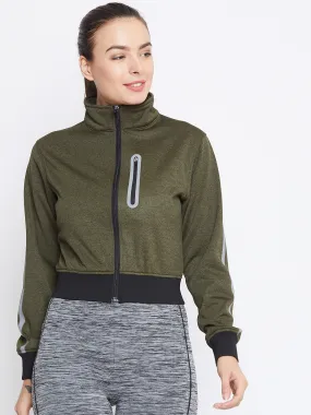 JUMP USA Women Olive Solid Sporty Jacket