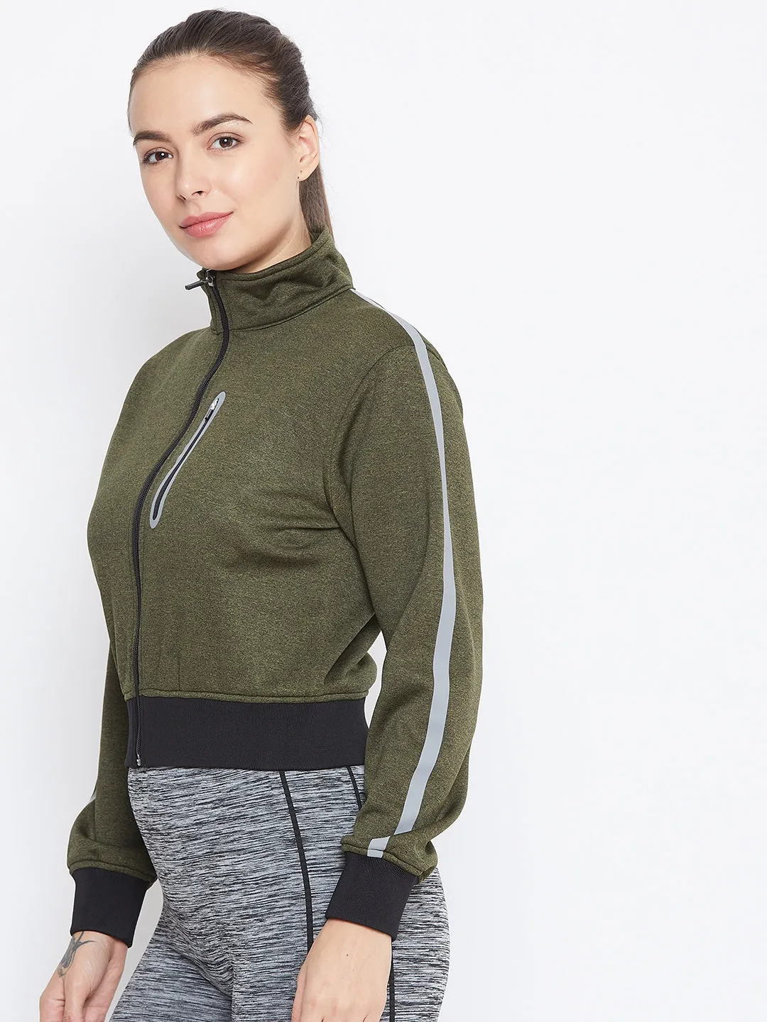 JUMP USA Women Olive Solid Sporty Jacket