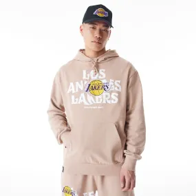 LA Lakers NBA Graphic Beige Oversized Pullover Hoodie