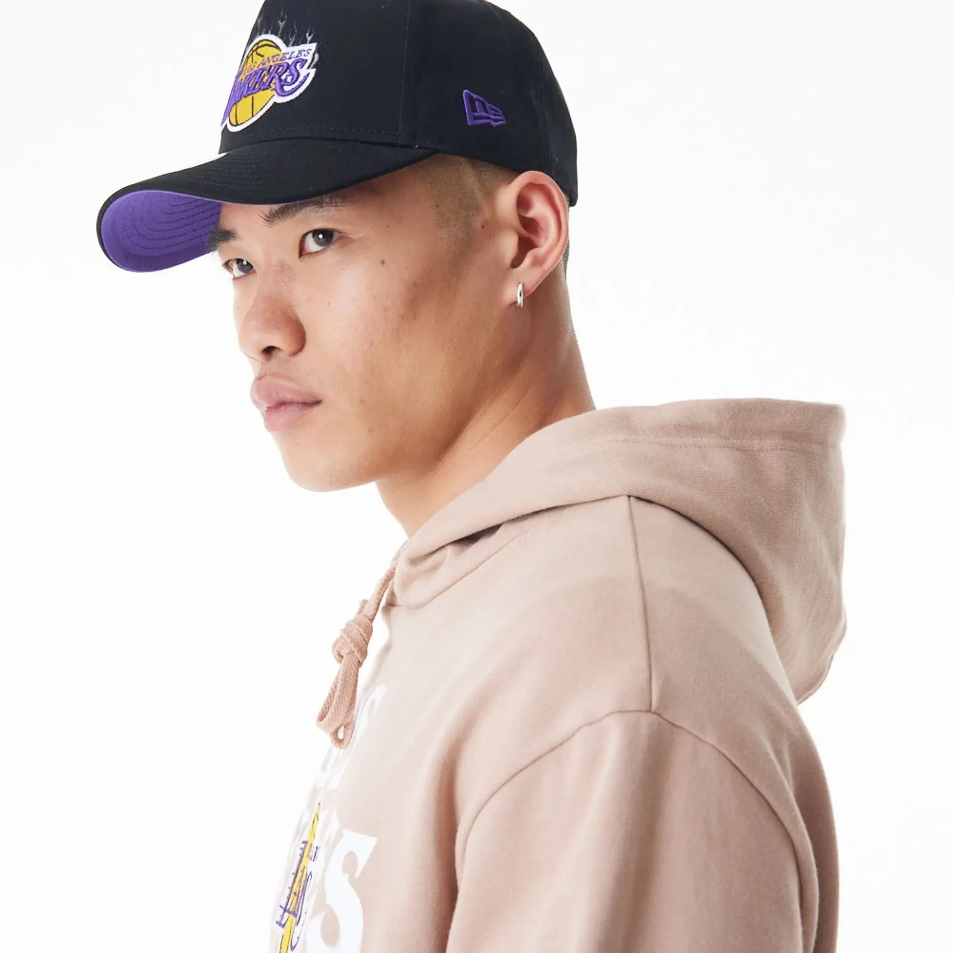 LA Lakers NBA Graphic Beige Oversized Pullover Hoodie