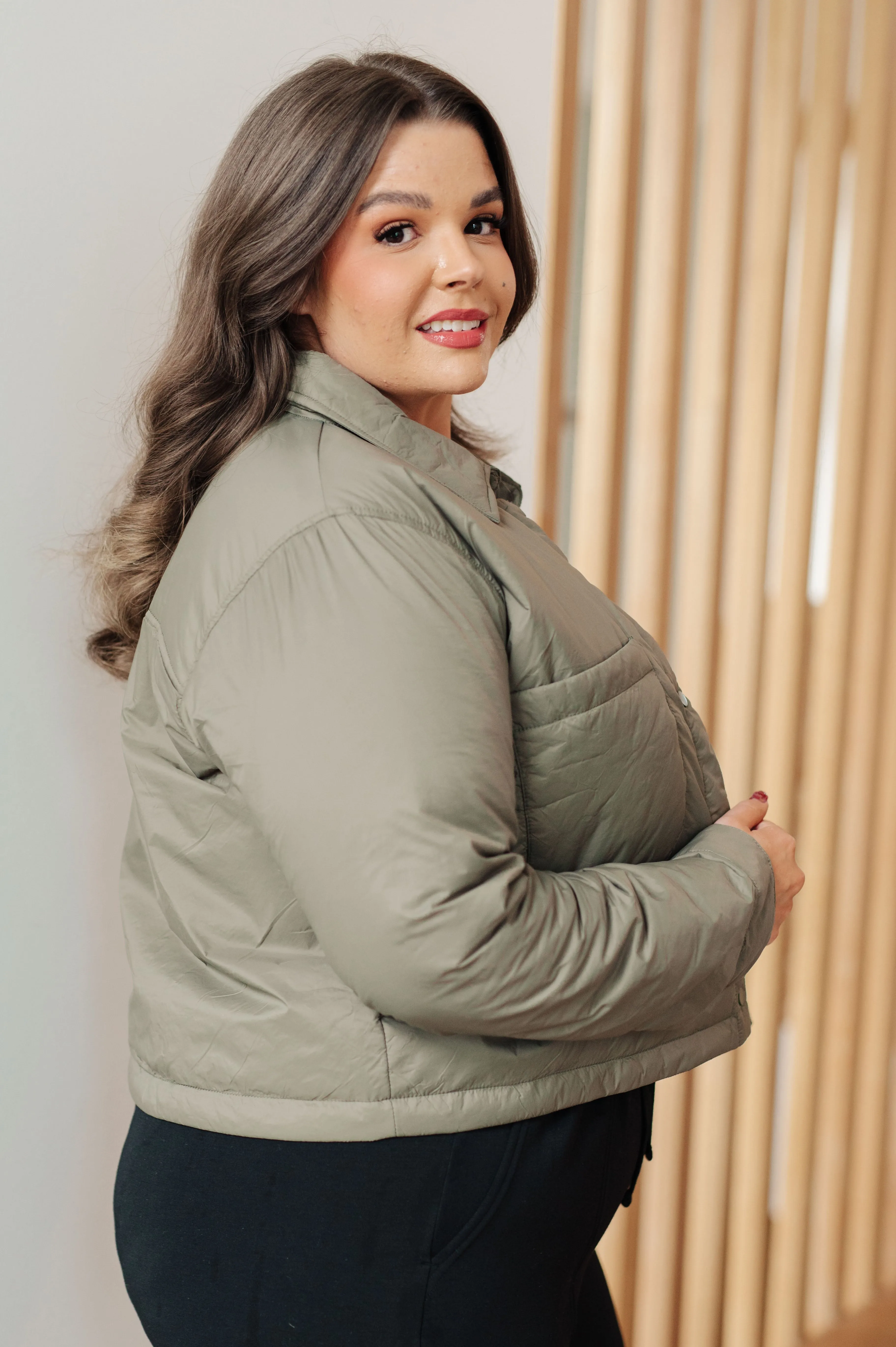 Lightweight Puffer Jacket in Olive