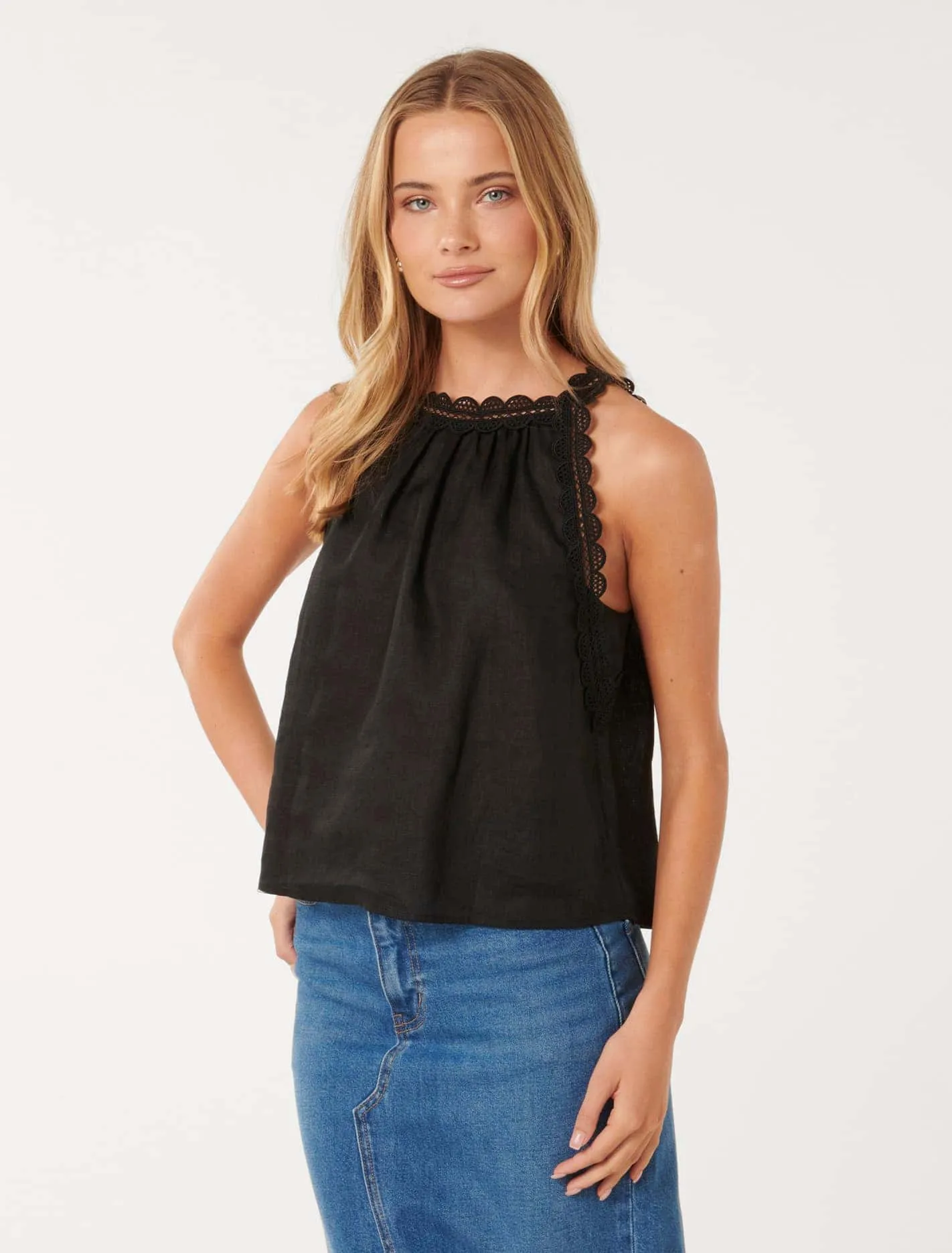 Linley Linen Trim Tank Top