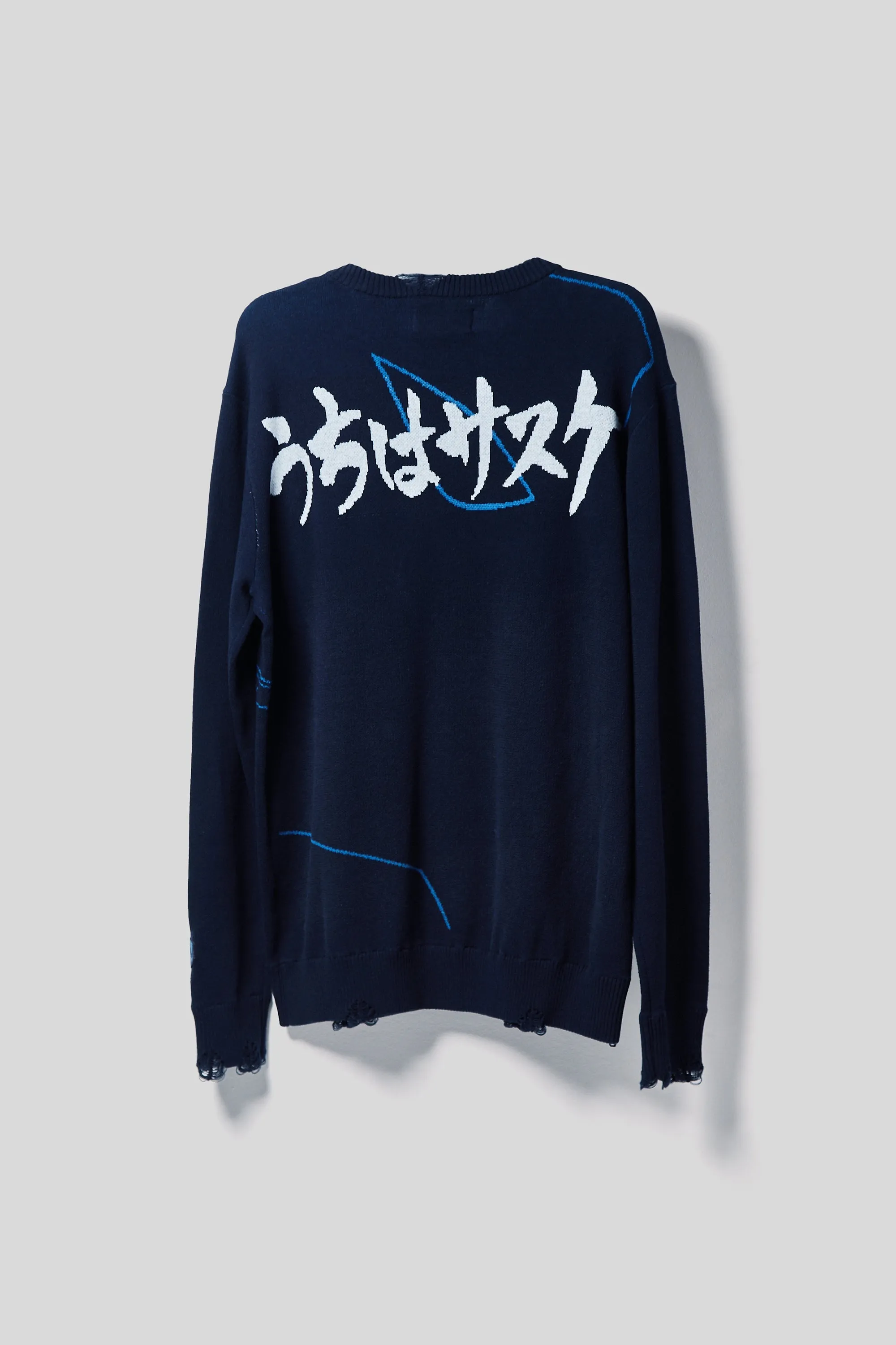 LIQUID x NARUTO 20Y SASUKE DISTRESSED KNIT SWEATER