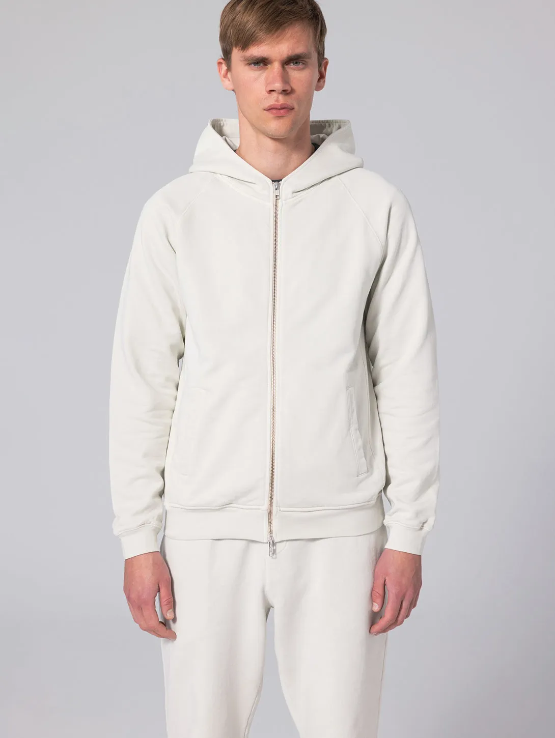 Long Sleeve Zip Hoodie - Bone White