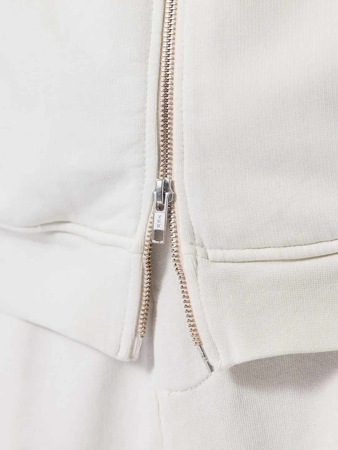 Long Sleeve Zip Hoodie - Bone White