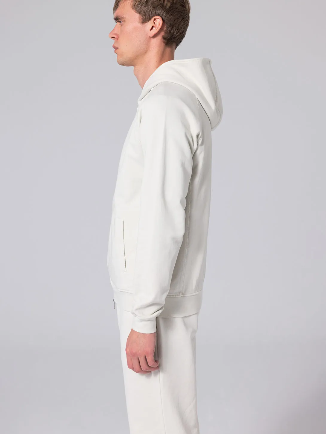 Long Sleeve Zip Hoodie - Bone White