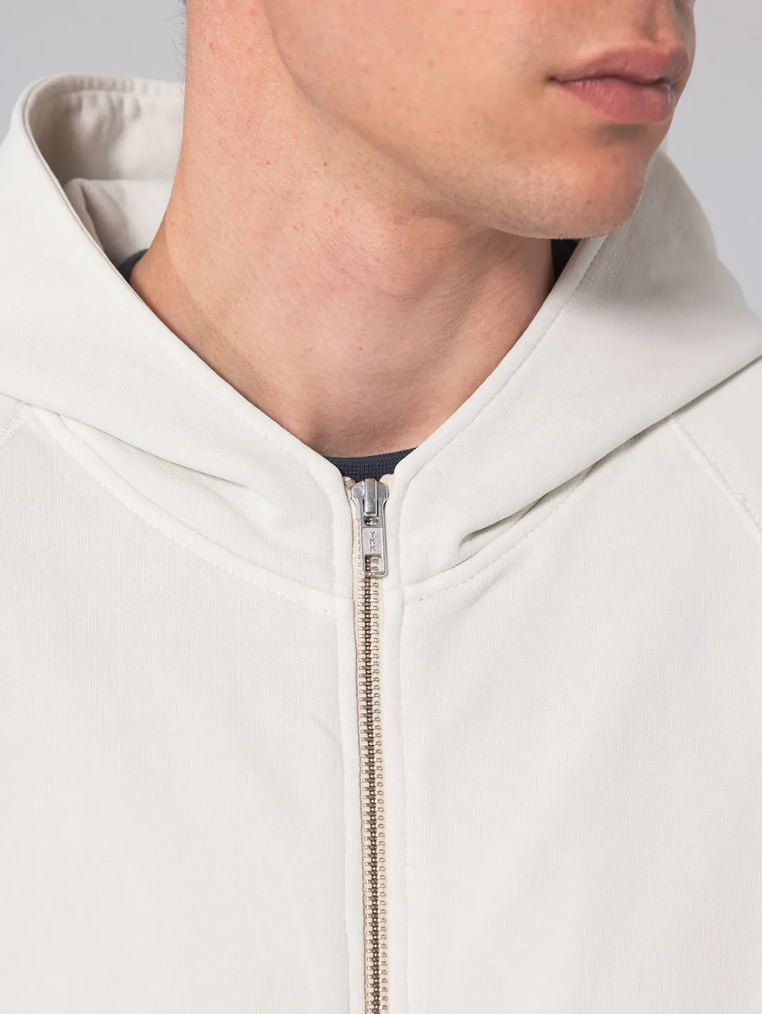 Long Sleeve Zip Hoodie - Bone White