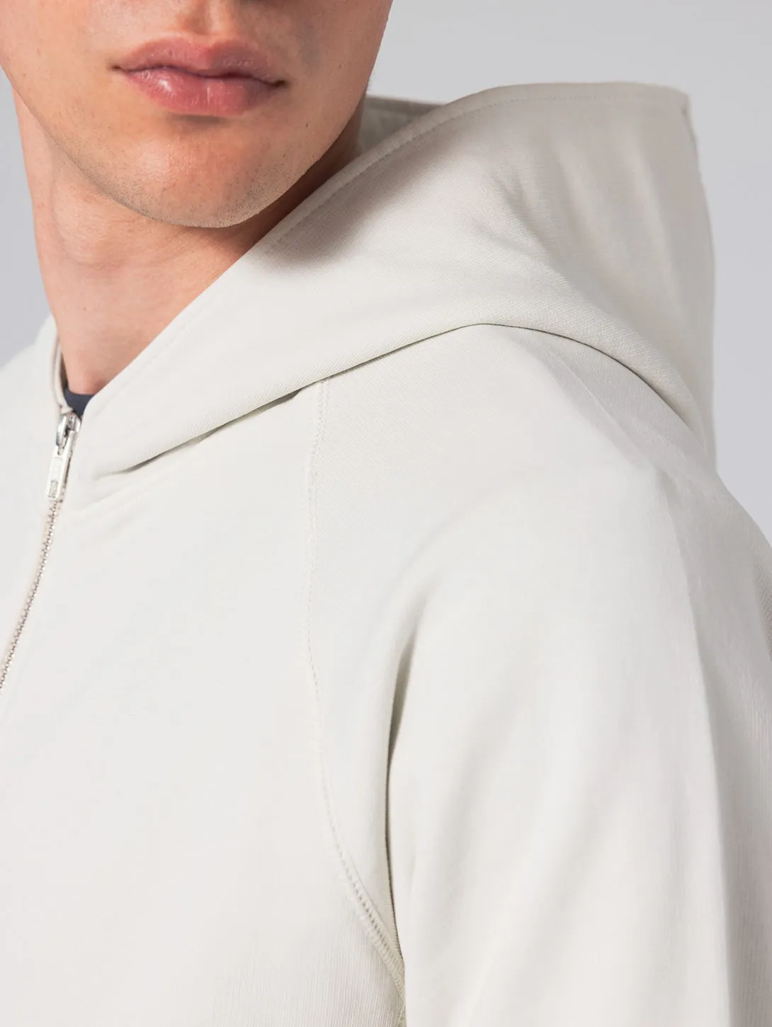 Long Sleeve Zip Hoodie - Bone White