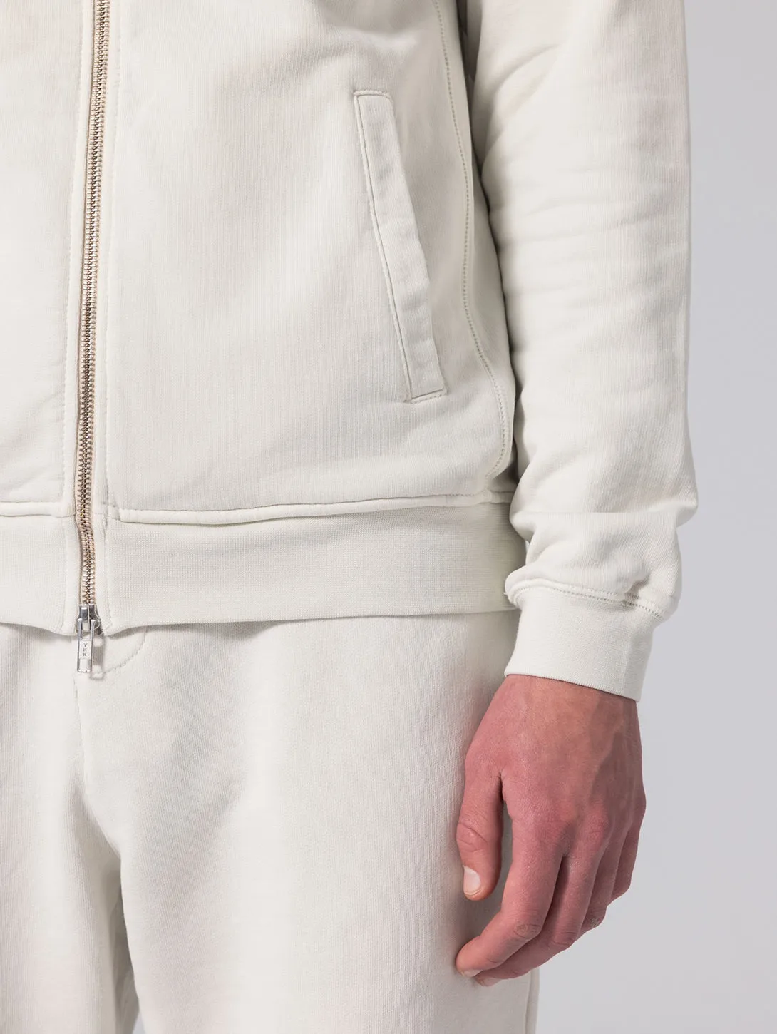 Long Sleeve Zip Hoodie - Bone White