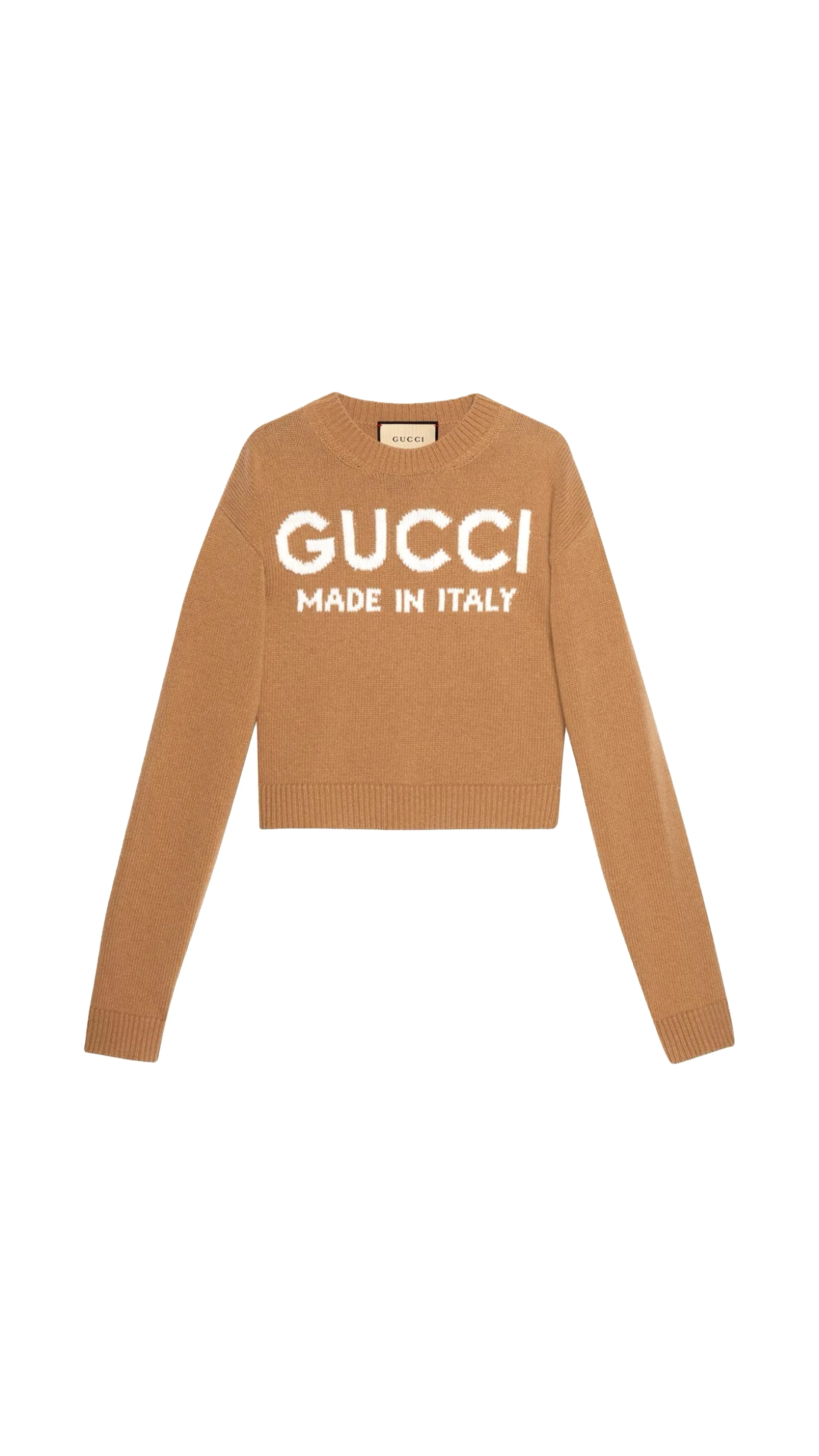 Made In Italy Cropped Sweater - Camel