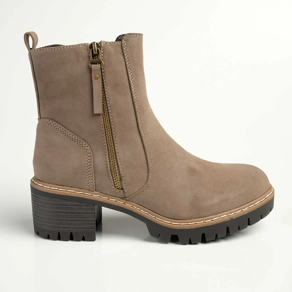 Madison Florence Suede Side Zip Boot - Taupe