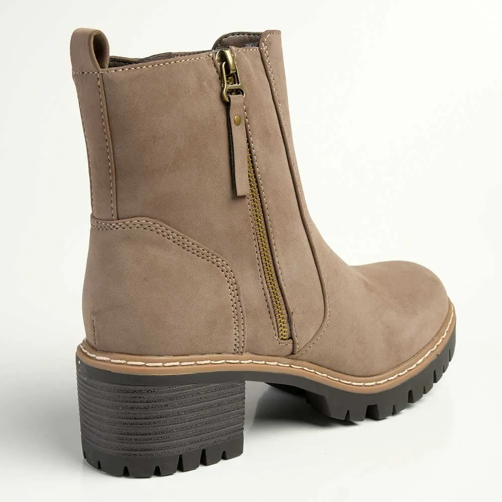 Madison Florence Suede Side Zip Boot - Taupe