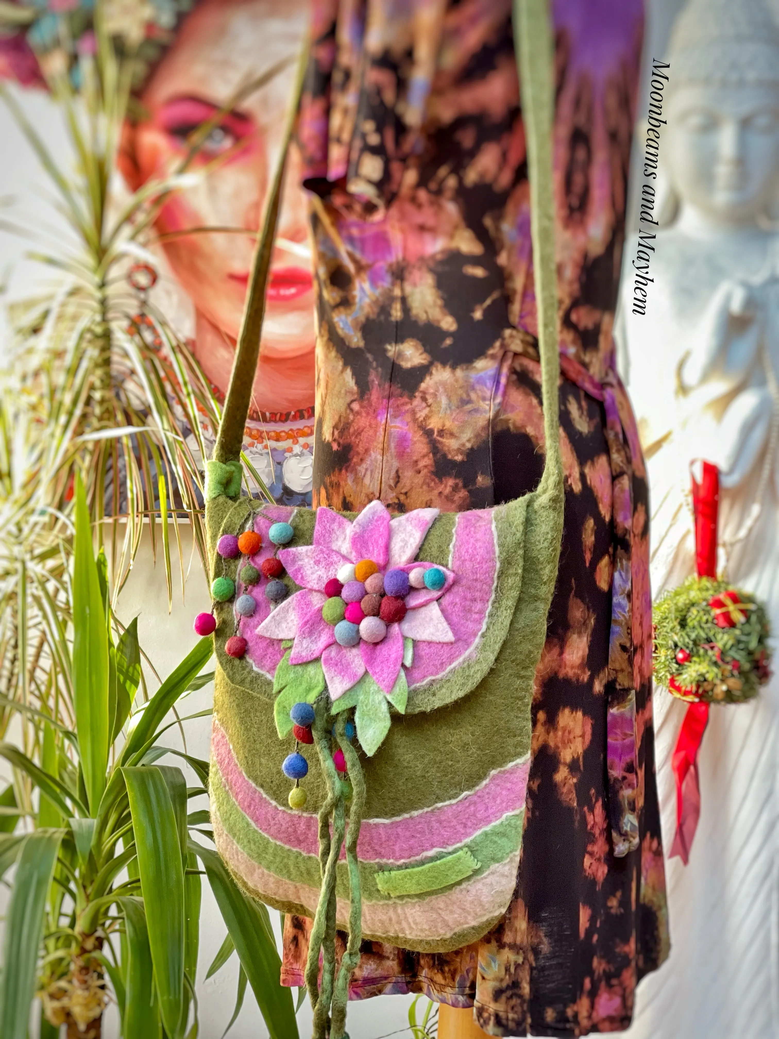 MAGICAL FELTED FOREST GREEN PIXIE BAG