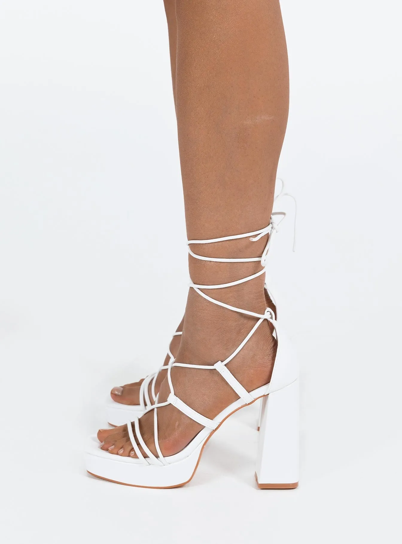 Mallard Strappy Heels White