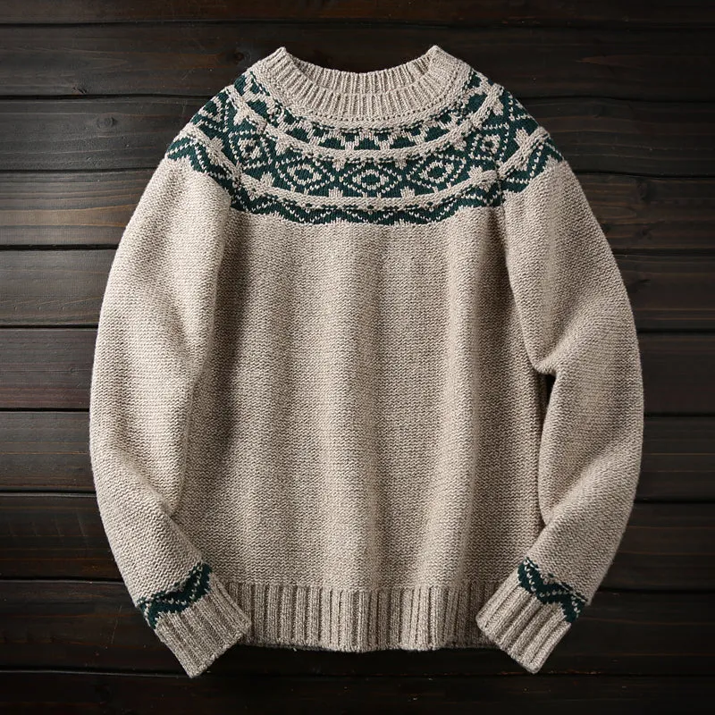 Mens Pattern Pull Over Heather Sweater