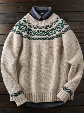 Mens Pattern Pull Over Heather Sweater