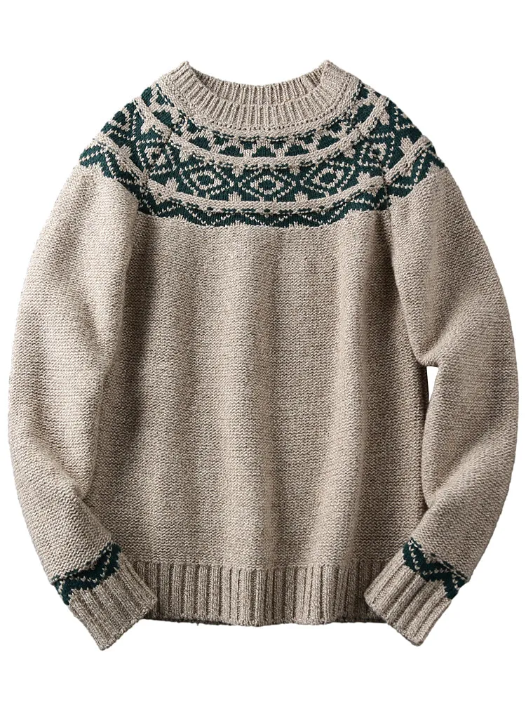 Mens Pattern Pull Over Heather Sweater