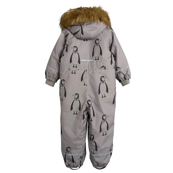 Mini Rodini Baby Kebnekaise Snowsuit With All Over Penguin Print Grey