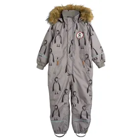 Mini Rodini Baby Kebnekaise Snowsuit With All Over Penguin Print Grey