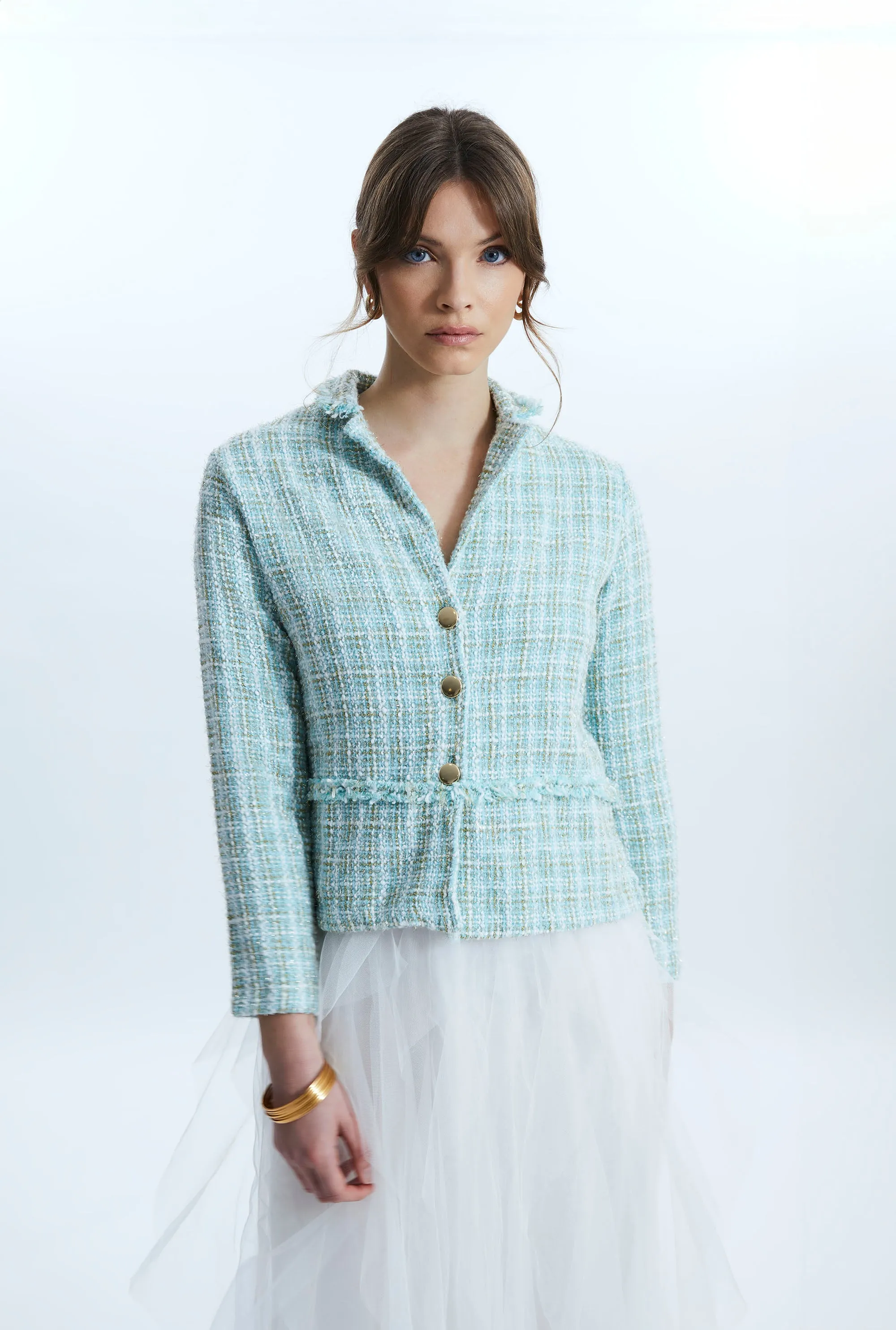 Mint Italian Tweed Unstructured Jacket