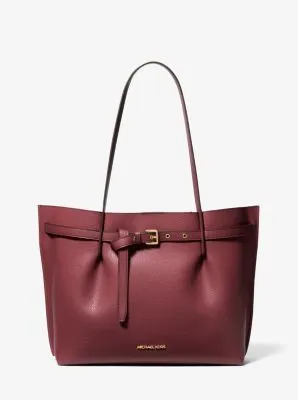 MK Emilia Large Pebbled Leather Tote Bag - Red - Michael Kors