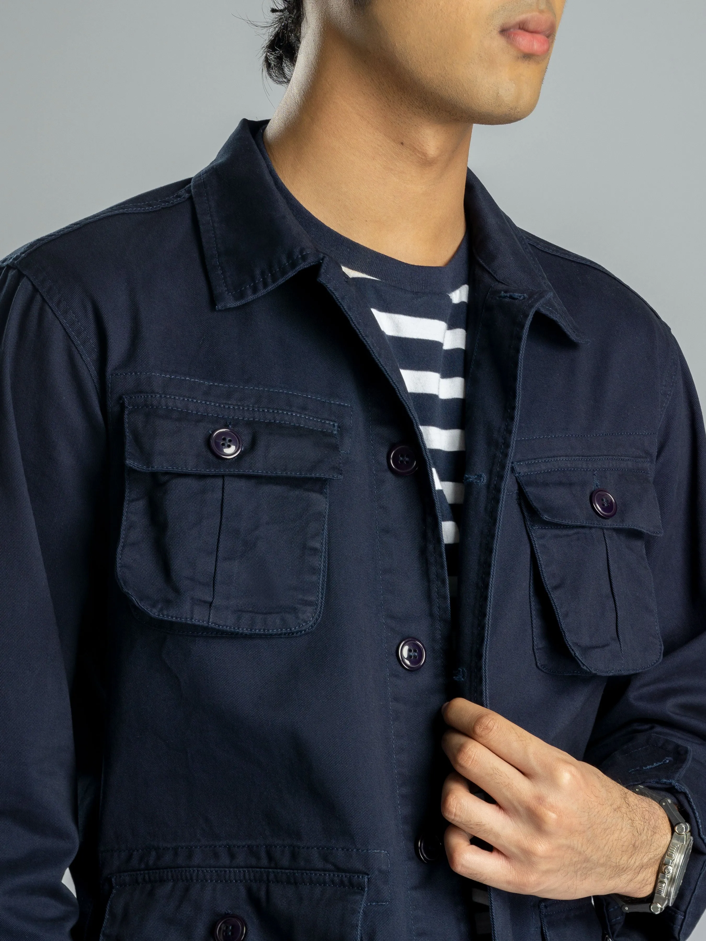 Modern Safari Jacket - Navy Blue