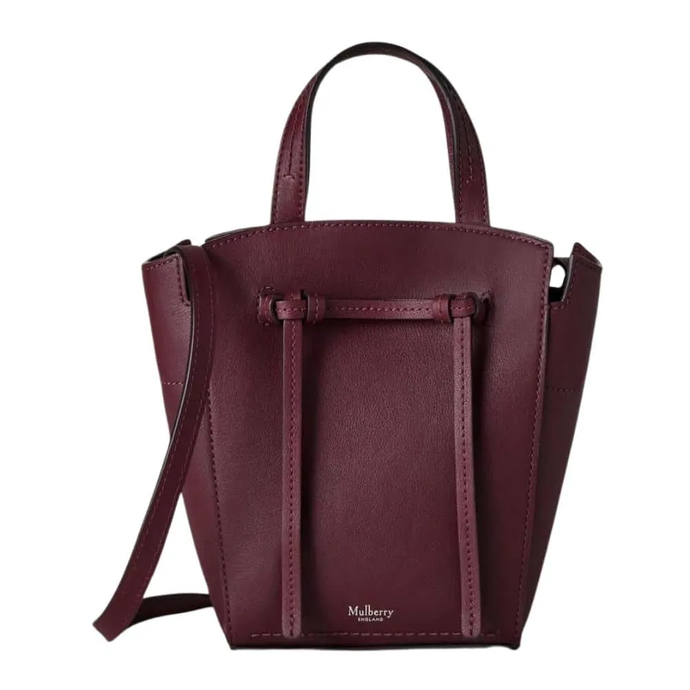 Mulberry Clovelly Mini Tote Black Cherry Refined Flat Calf Bag | Menswear Online