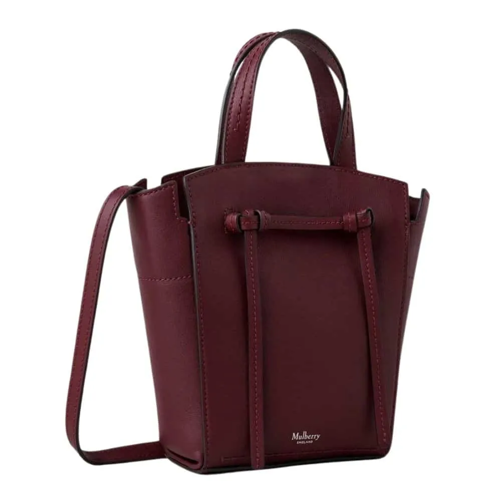 Mulberry Clovelly Mini Tote Black Cherry Refined Flat Calf Bag | Menswear Online