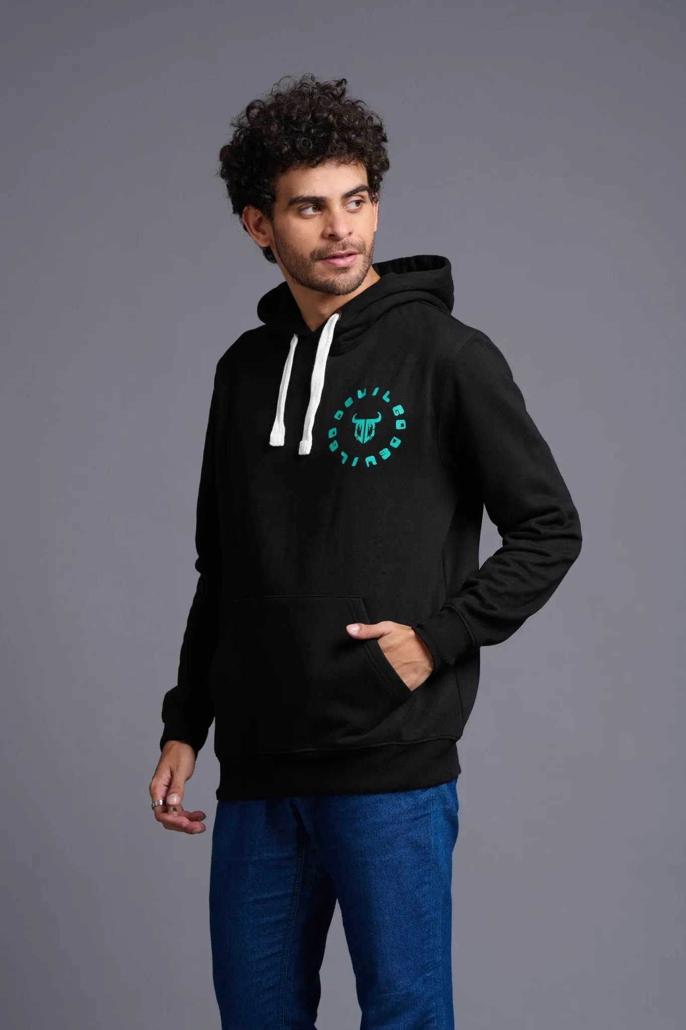 Never Give Up Printed Black Hoodie for Men