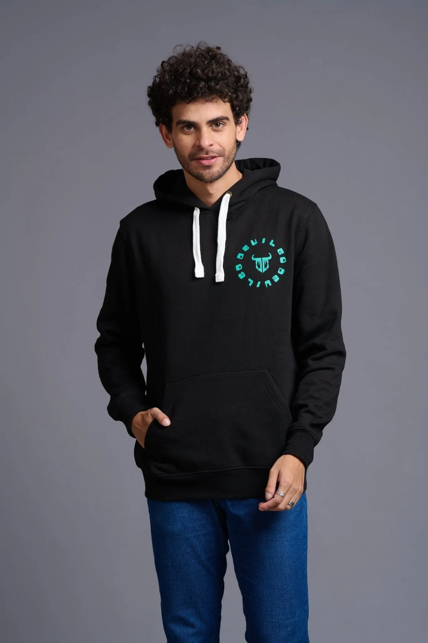 Never Give Up Printed Black Hoodie for Men