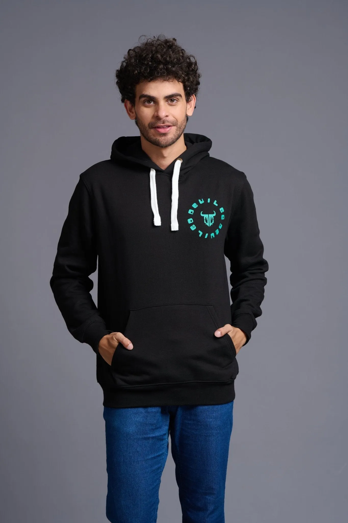 Never Give Up Printed Black Hoodie for Men