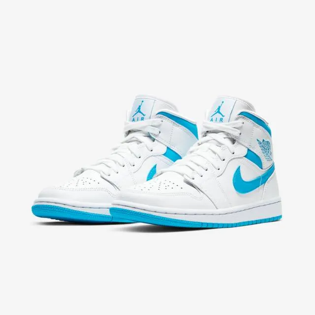 Nike women's air jordan 1 mid (unc/ white/ carolina blue/ dark powder blue) sizes 6-10 bq6472-114