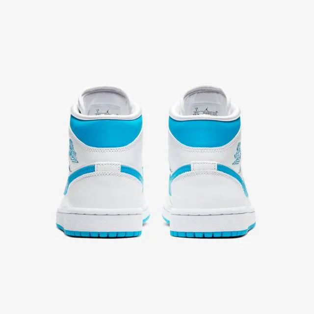 Nike women's air jordan 1 mid (unc/ white/ carolina blue/ dark powder blue) sizes 6-10 bq6472-114