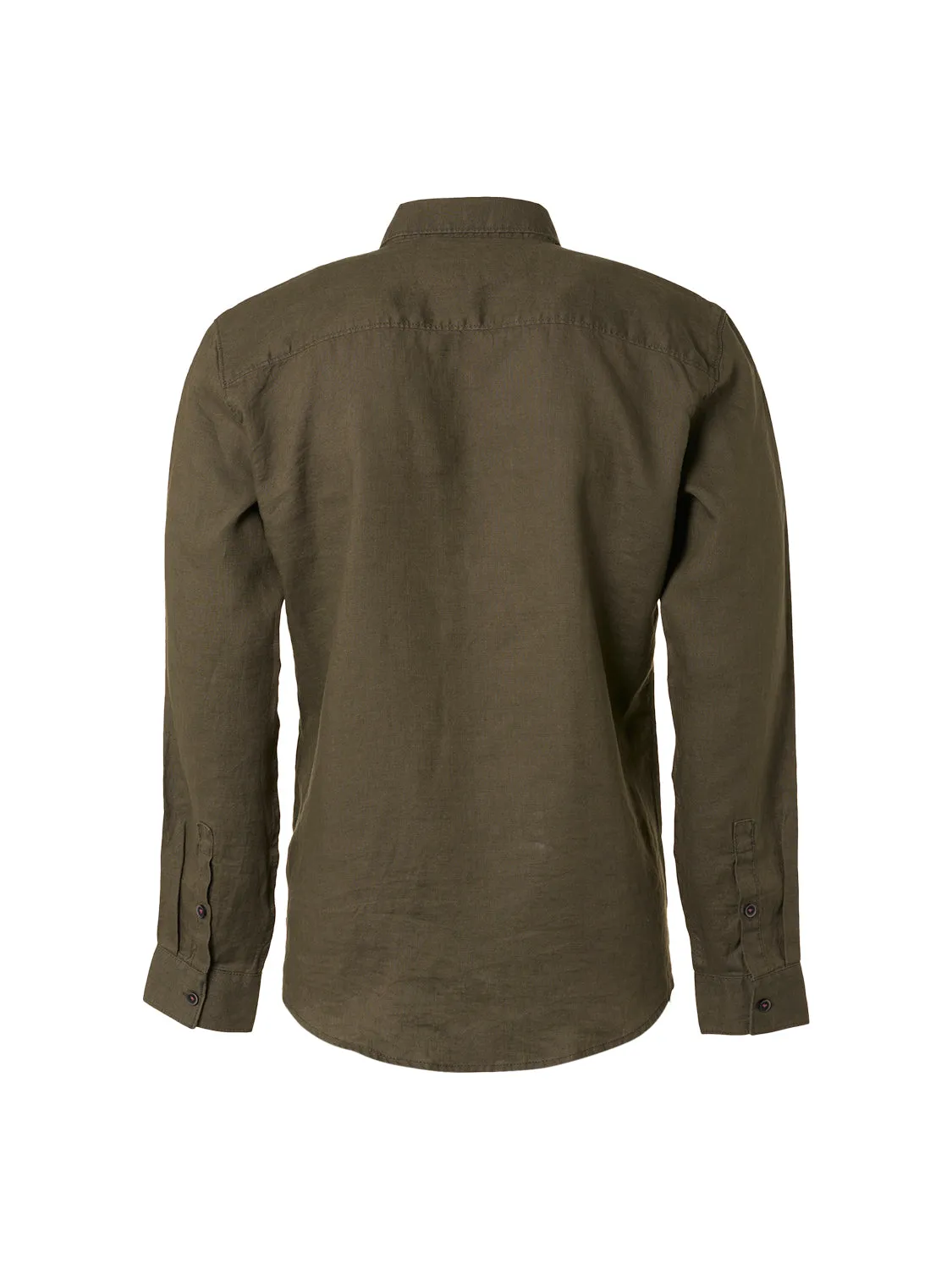 No Excess - Long Sleeve Linen Shirt - White or Army Green