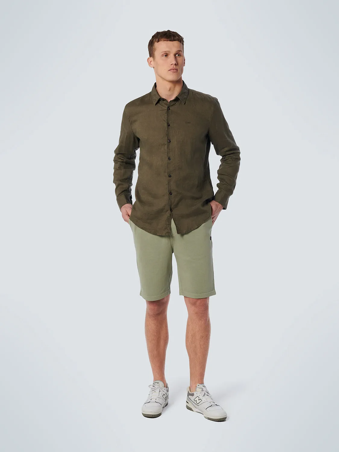 No Excess - Long Sleeve Linen Shirt - White or Army Green