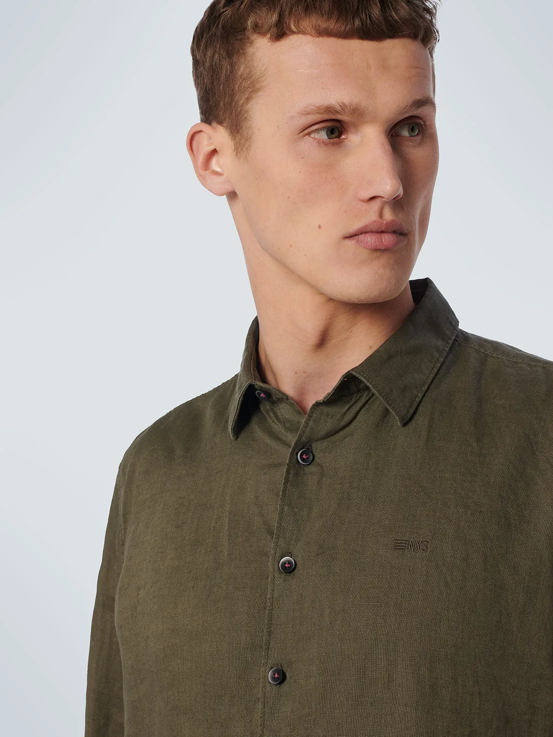 No Excess - Long Sleeve Linen Shirt - White or Army Green