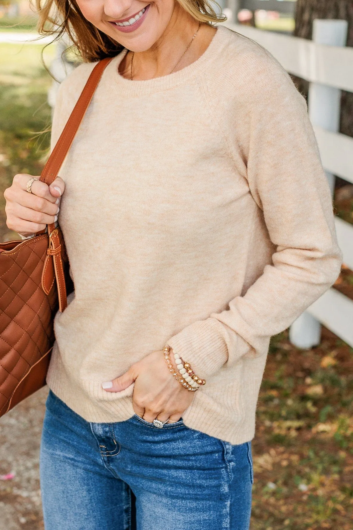 No Regrets Brushed Knit Sweater- Oatmeal