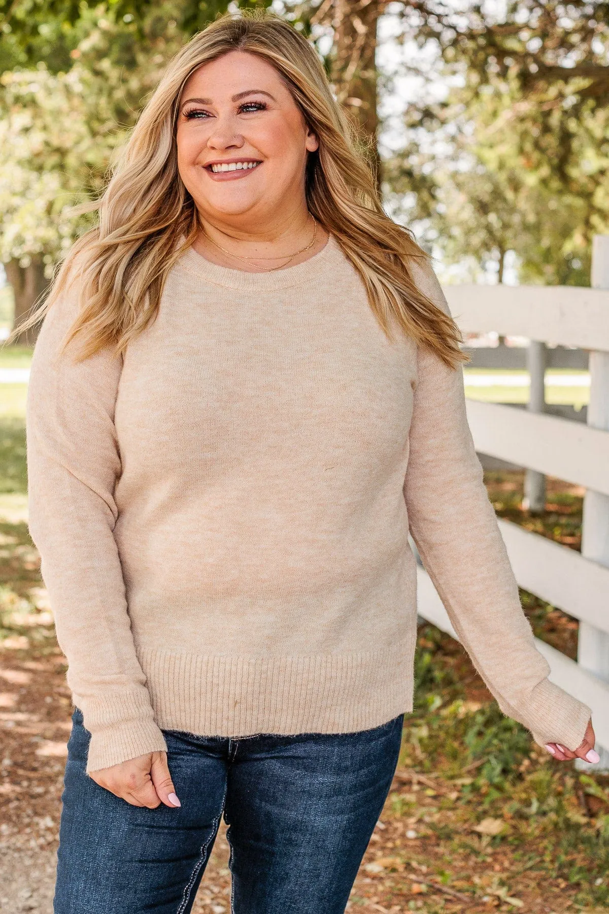 No Regrets Brushed Knit Sweater- Oatmeal