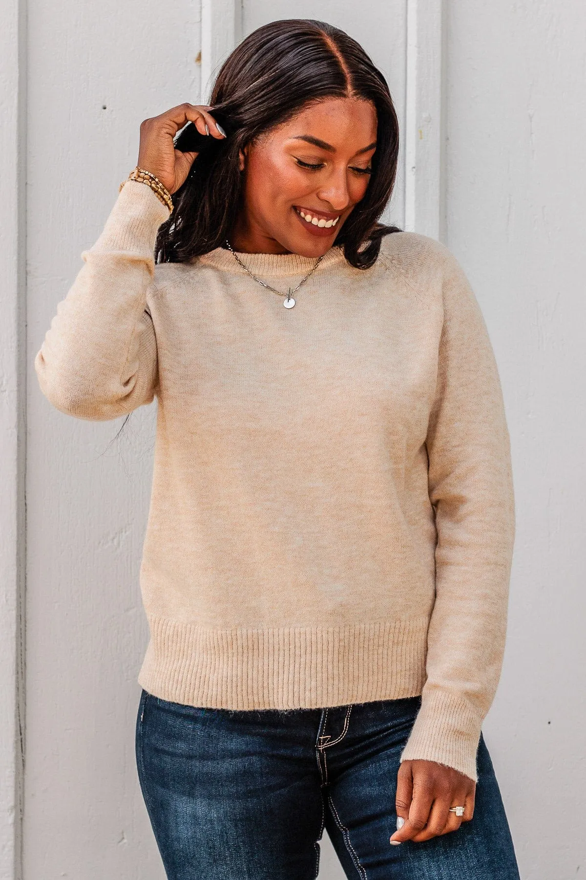 No Regrets Brushed Knit Sweater- Oatmeal