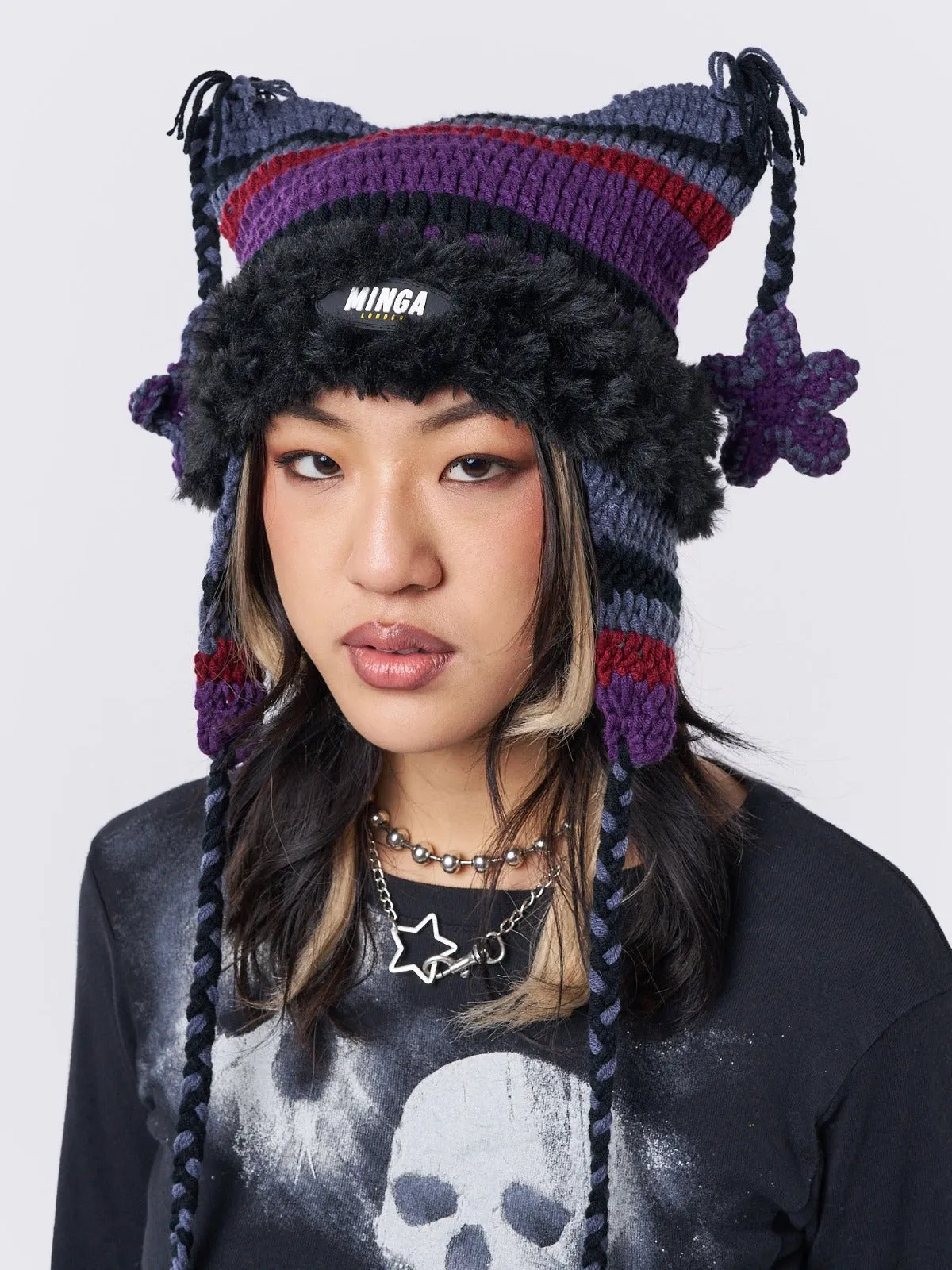 North Star Purple Tie Knit Hat