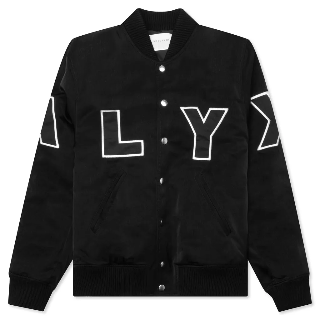 Nylon Logo Varsity Jacket - Black